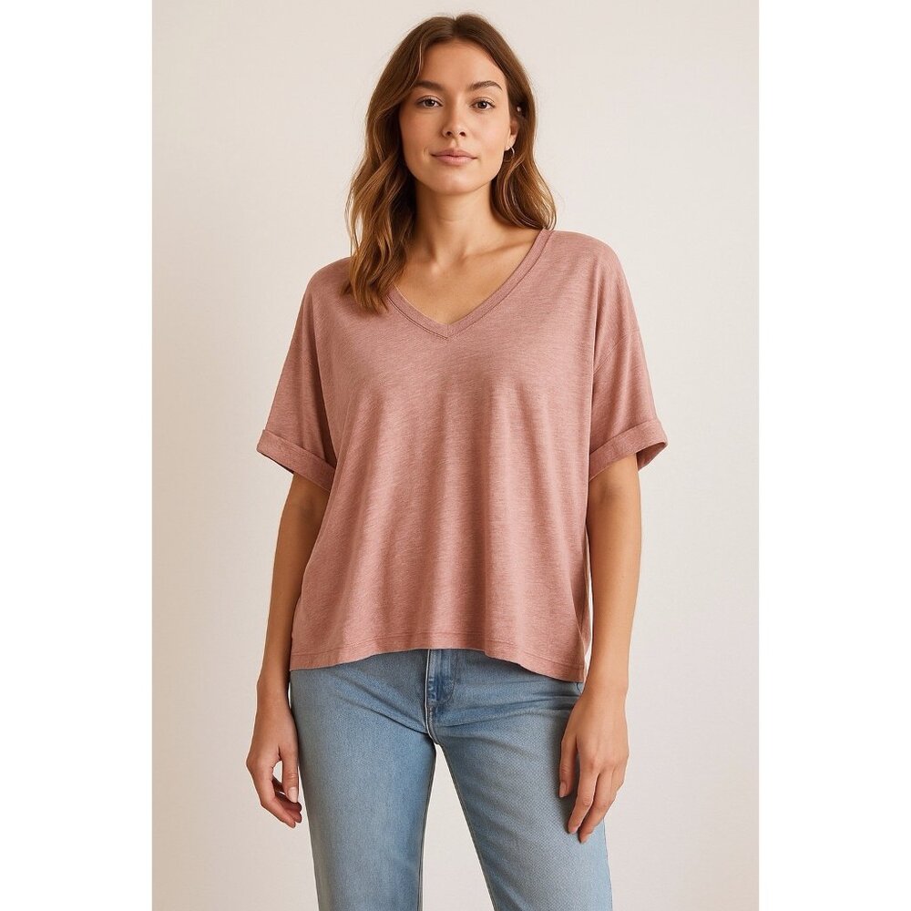 Allsaints Heather Red ADA Tee Top Size Large Slouchy Oversized Casual Everyday